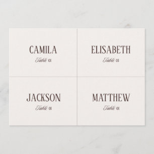 Ivory and Brown Wedding Place Name Card DIY