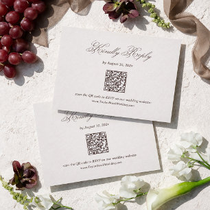 Ivory and Brown Wedding RSVP Card Qr Code