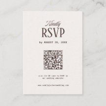 Ivory and Brown Wedding Rsvp Qr code