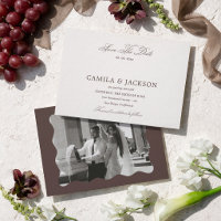 Ivory and Brown Wedding Save the Date Photo