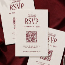 Ivory and Burgundy Wedding Rsvp Qr code