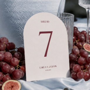 Ivory and Burgundy Wedding Table Number Card