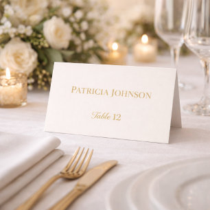 Ivory and Gold 50th Anniversary Folded Place Card
