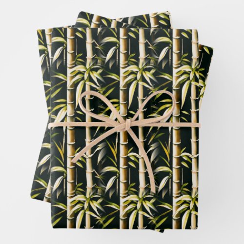 Ivory and Gold Bamboo Wrapping Paper Sheets