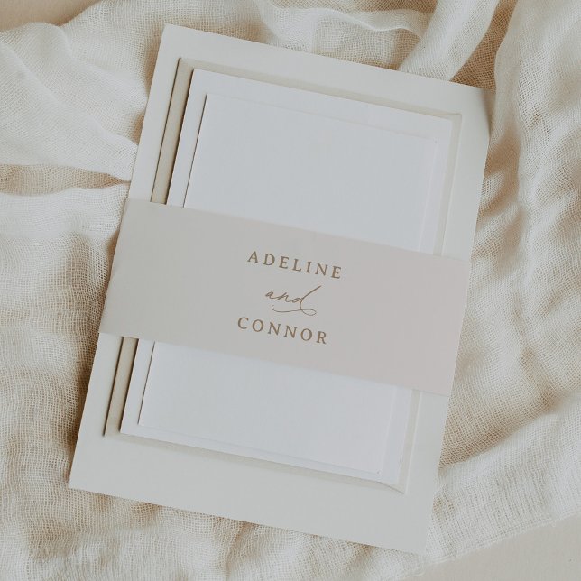 Ivory and Gold Calligraphy Wedding Invitation Belly Band (Creator Uploaded)