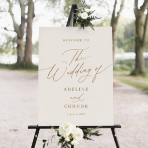 Ivory and Gold Calligraphy Wedding Welcome Sign
