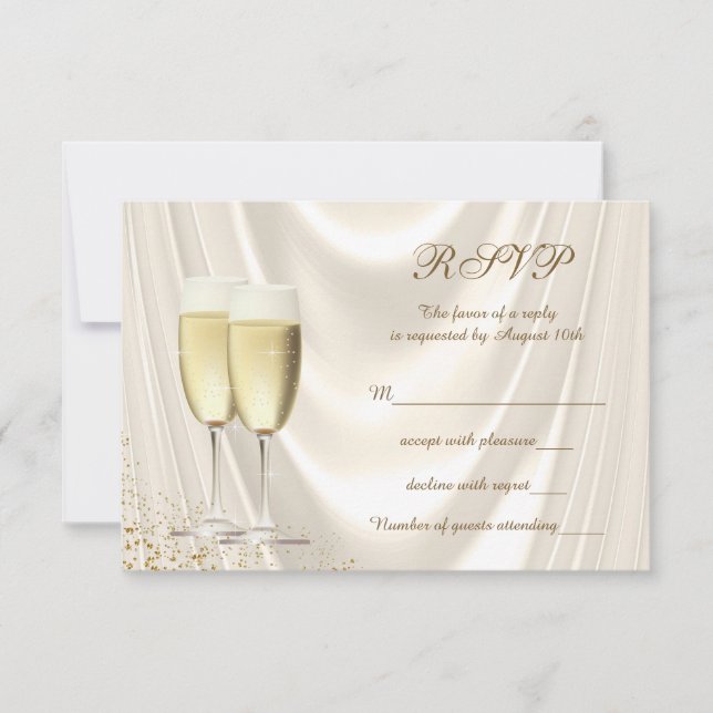 Ivory and Gold Champagne RSVP Card (Front)