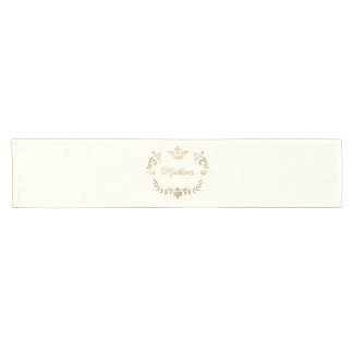 Ivory and Gold Crown Crest Personalized  Short Table Runner