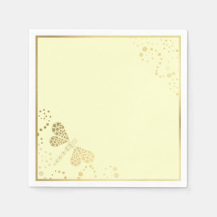 Ivory and Gold Dragonfly Pointilism Custom Wedding Paper Napkins