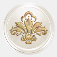 Ivory and Gold Fleur de Lis Envelope Seal | Zazzle