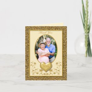 Ivory and Gold Floral 50th Thank You Card