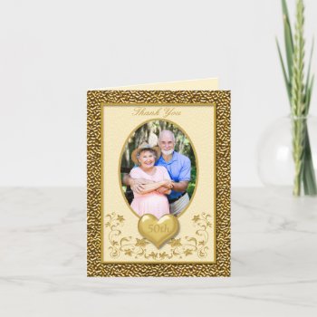 Ivory And Gold Floral 50th Thank You Card by NiteOwlStudio at Zazzle
