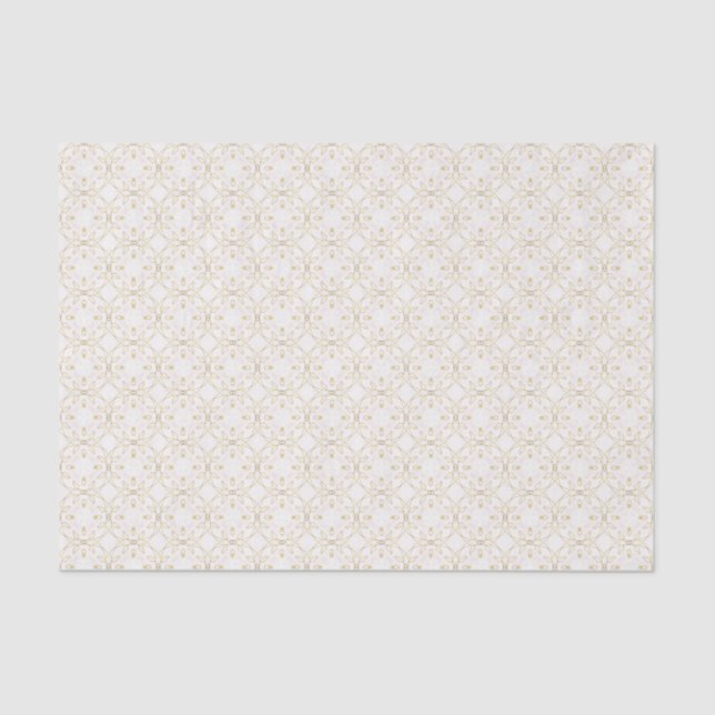 Ivory and Gold Floral Geometric Seamless Tissue Paper (Front)