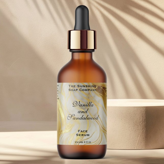 Ivory and Gold Foil Cosmetics Dropper Bottle Label (Creator Uploaded)