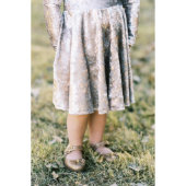 Ivory and Gold Foil Velvet Girls Twirl Dress (Bottom)