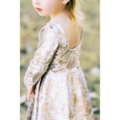 Ivory and Gold Foil Velvet Girls Twirl Dress (Back)