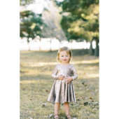 Ivory and Gold Foil Velvet Girls Twirl Dress (Front)