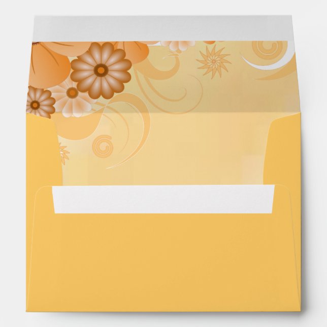 Ivory and Gold Hibiscus Floral Classy A7 Envelope (Back (Bottom))