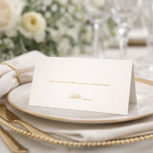Ivory and Gold Minimal 50th Anniversary Folded Pla Place Card