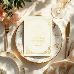 Ivory and Gold Old Money Aesthetic Wedding Foil Invitation