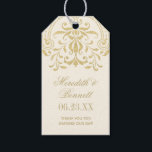 Ivory and Gold Vintage Glamour Wedding Monogram Gift Tags<br><div class="desc">Elegant vintage inspired wedding favor tags feature an ornate decorative border design with a metallic champagne gold shimmer appearance. Personalize the custom monogram text and thank you message for your favors.</div>