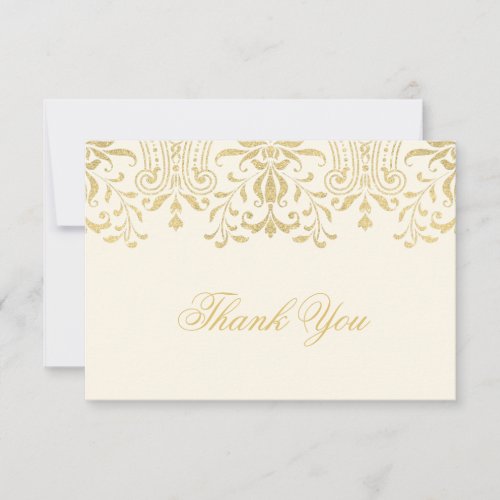 Ivory and Gold Vintage Glamour Wedding Thank You