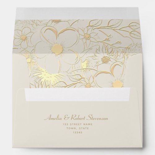 Ivory and Gold Wedding 5x7 Envelope