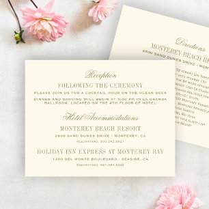 Ivory and Gold Wedding Reception Details Enclosure Card