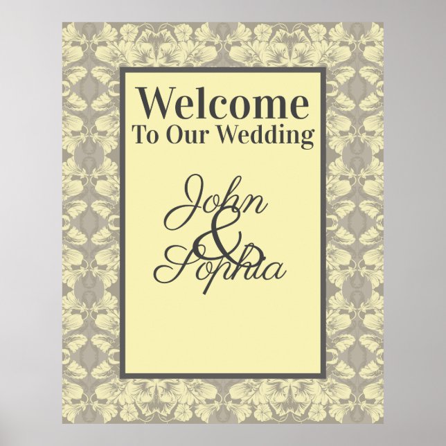 Ivory and Gray Floral Announcement Poster (Front)