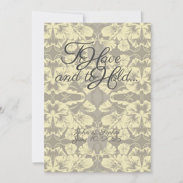 Ivory and Gray Floral Wedding Invitations (Front)