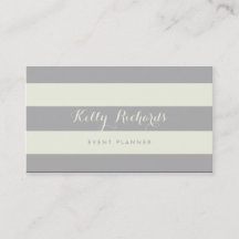Ivory and Gray Stripes Pattern Business Card