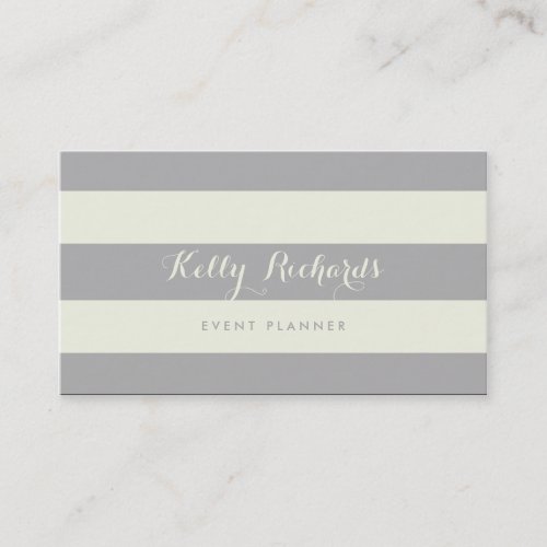 Ivory and Gray Stripes Pattern Business Card