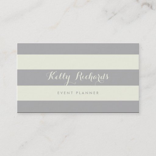 Customizable Ivory and Gray Stripes Pattern Business Card