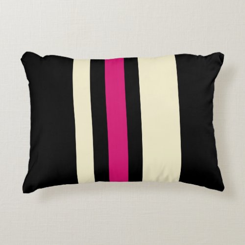 Ivory and Hot Pink Stripes Accent Pillow