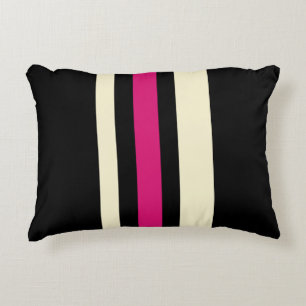 Ivory and Hot Pink Stripes Accent Pillow
