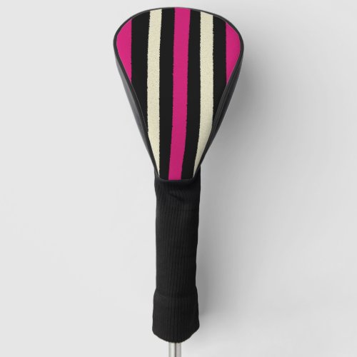 Ivory and Hot Pink Stripes Cool Simple Pattern Golf Head Cover