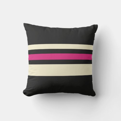 Ivory and Hot Pink Stripes Cool Simple Pattern Outdoor Pillow