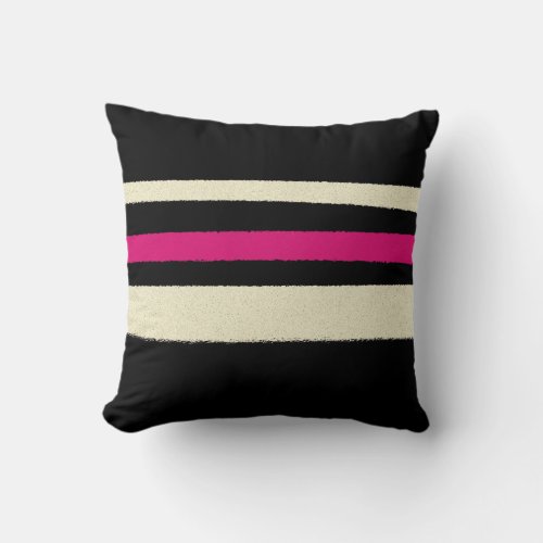Ivory and Hot Pink Stripes Cool Simple Pattern Throw Pillow