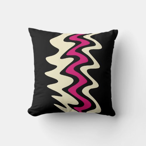 Ivory and Hot Pink Wavy Stripes Throw Pillow