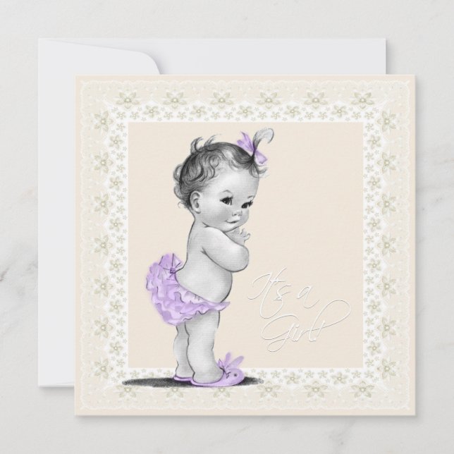 Ivory and Lavender Baby Shower Invitation (Front)