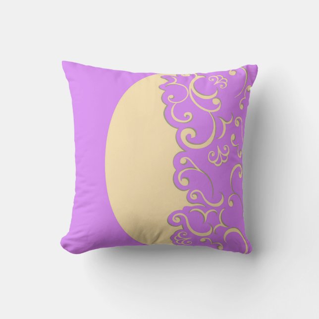 Ivory and Lilac Reversible Throw Pillow (Front)