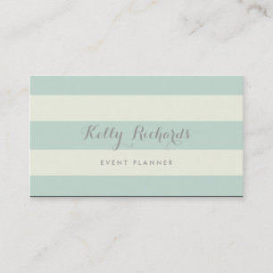 Ivory and Mint Green Stripes Pattern Business Card