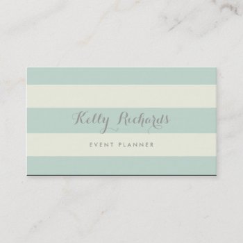 Ivory And Mint Green Stripes Pattern Business Card by CoutureBusiness at Zazzle