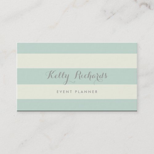 Ivory and Mint Green Stripes Pattern Business Card