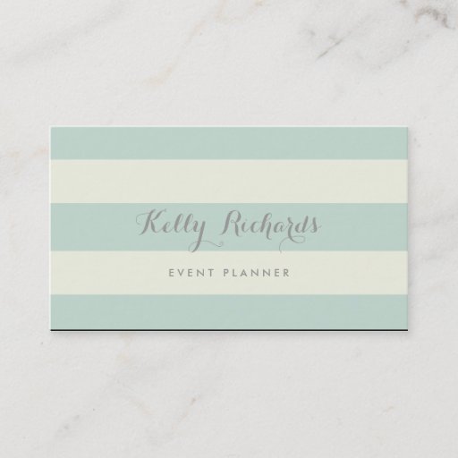 Customizable Ivory and Mint Green Stripes Pattern Business Card