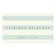 Ivory and Mint Green Stripes Pattern Business Card