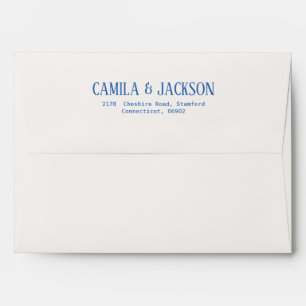 Ivory and Navy Blue Wedding Envelope