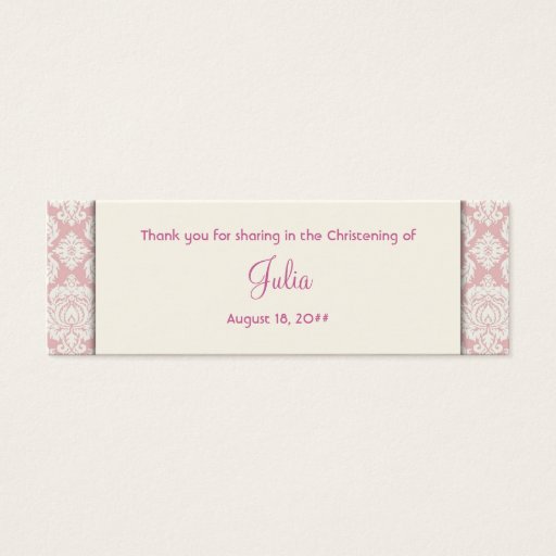 Customizable Ivory and Pink Damask Bomboniere Tags Business Cards