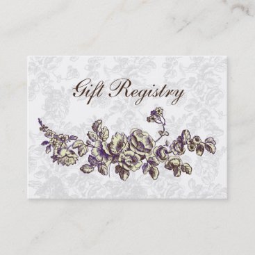 Ivory and Purple Vintage Floral Wedding Business Card