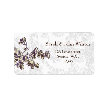 Ivory and Purple Vintage Floral Wedding Label
